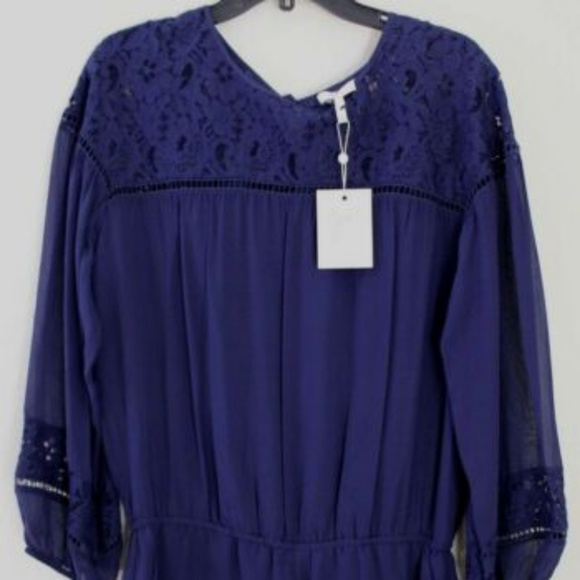 Joie Romper Silk Eyelet Lace Navy Size Large - Picture 4 of 8